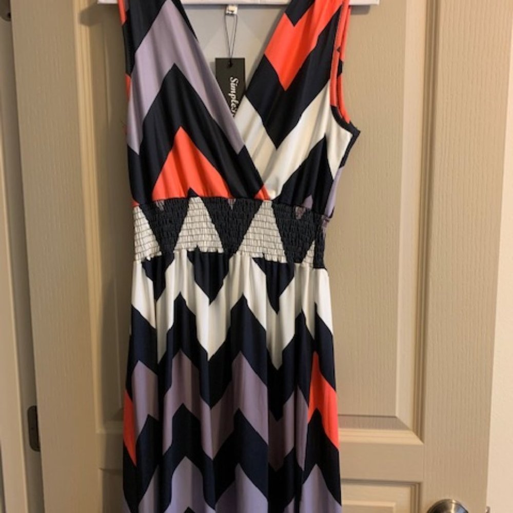 Simple and Fun Women's Sleeveless Long Elastic Waist Dress Size S NWT